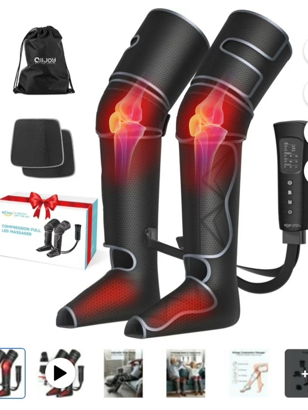 ALLJOY FULL Leg Compression Massager Boots - Black NIB
